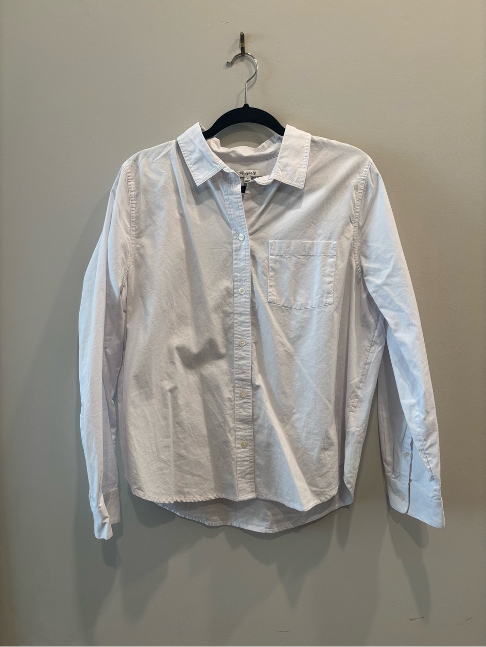 Madewell White Button-Down Shirt with Chest Pocket